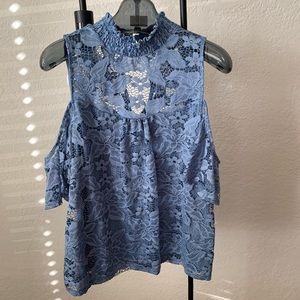 Babydoll blue lace blouse